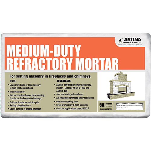 Akona Refractory Mortar Tcc Materials, Fire Pit Mortar Cure Time
