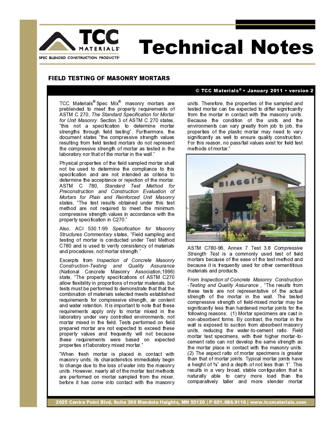 Field Testing of Masonry Mortars