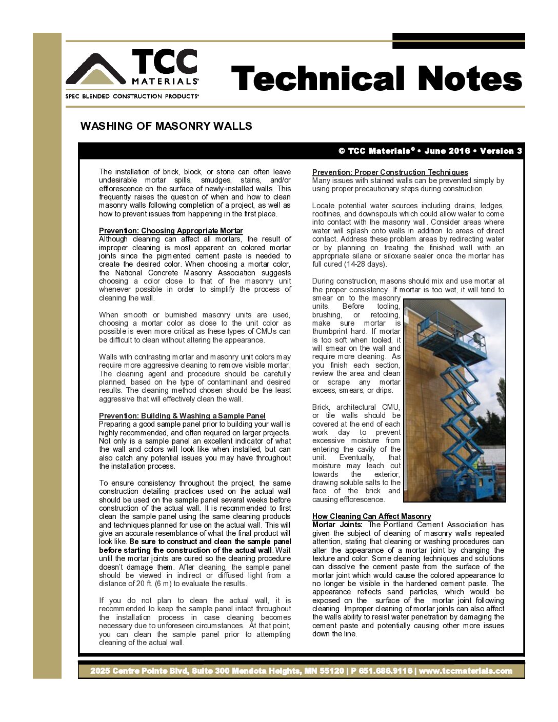 Washing of Masonry Walls