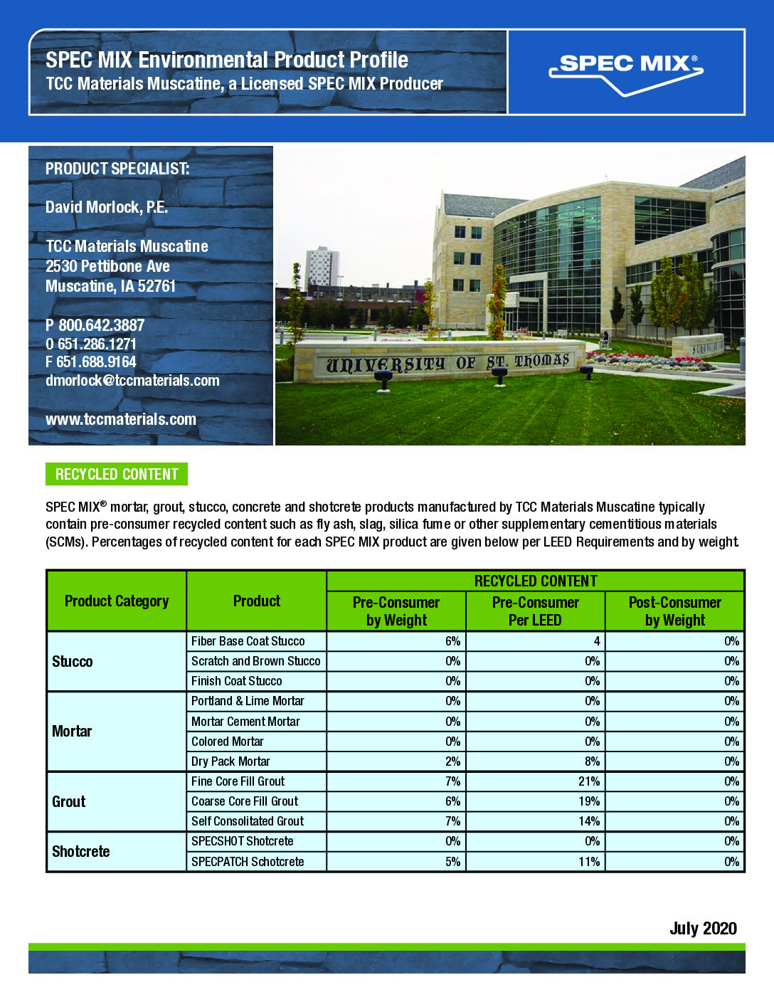 LEED Information – Muscatine, IA Plant