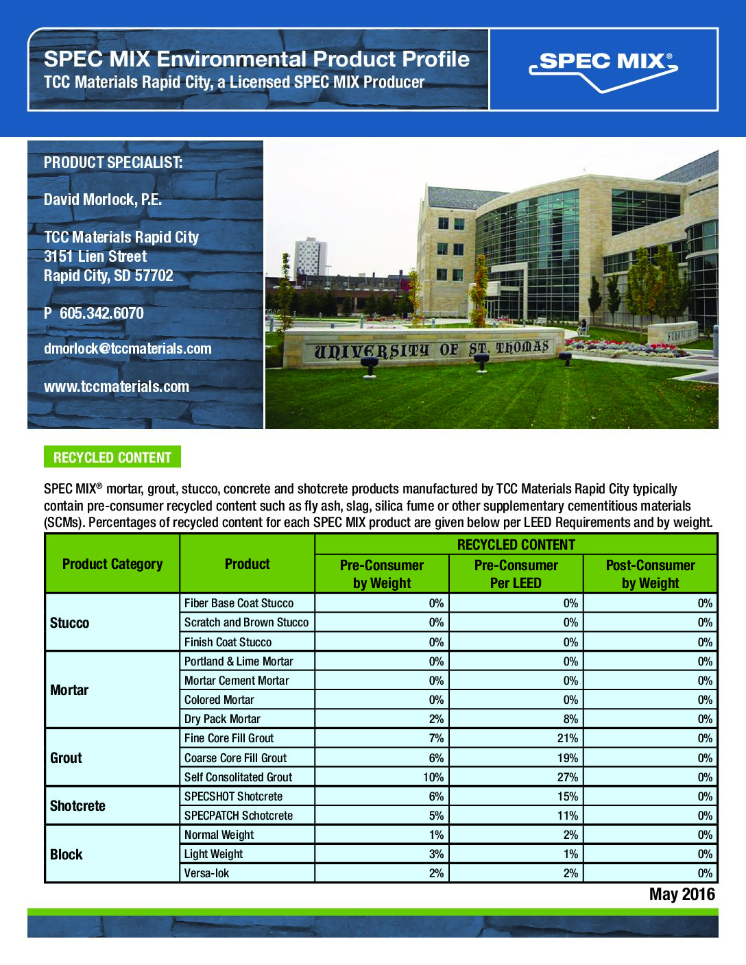 LEED Information – Rapid City, SD Plant