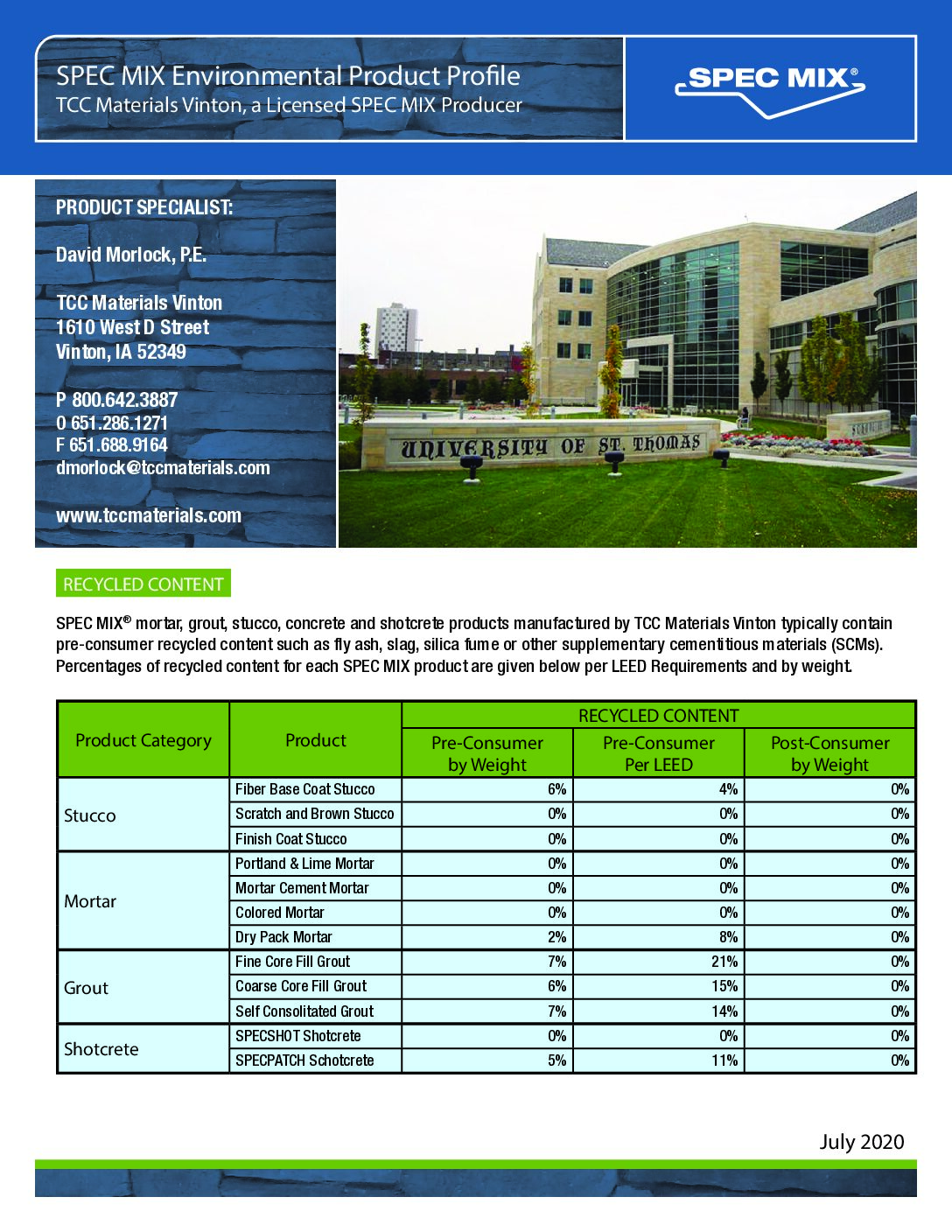 LEED Information – Vinton, IA Plant