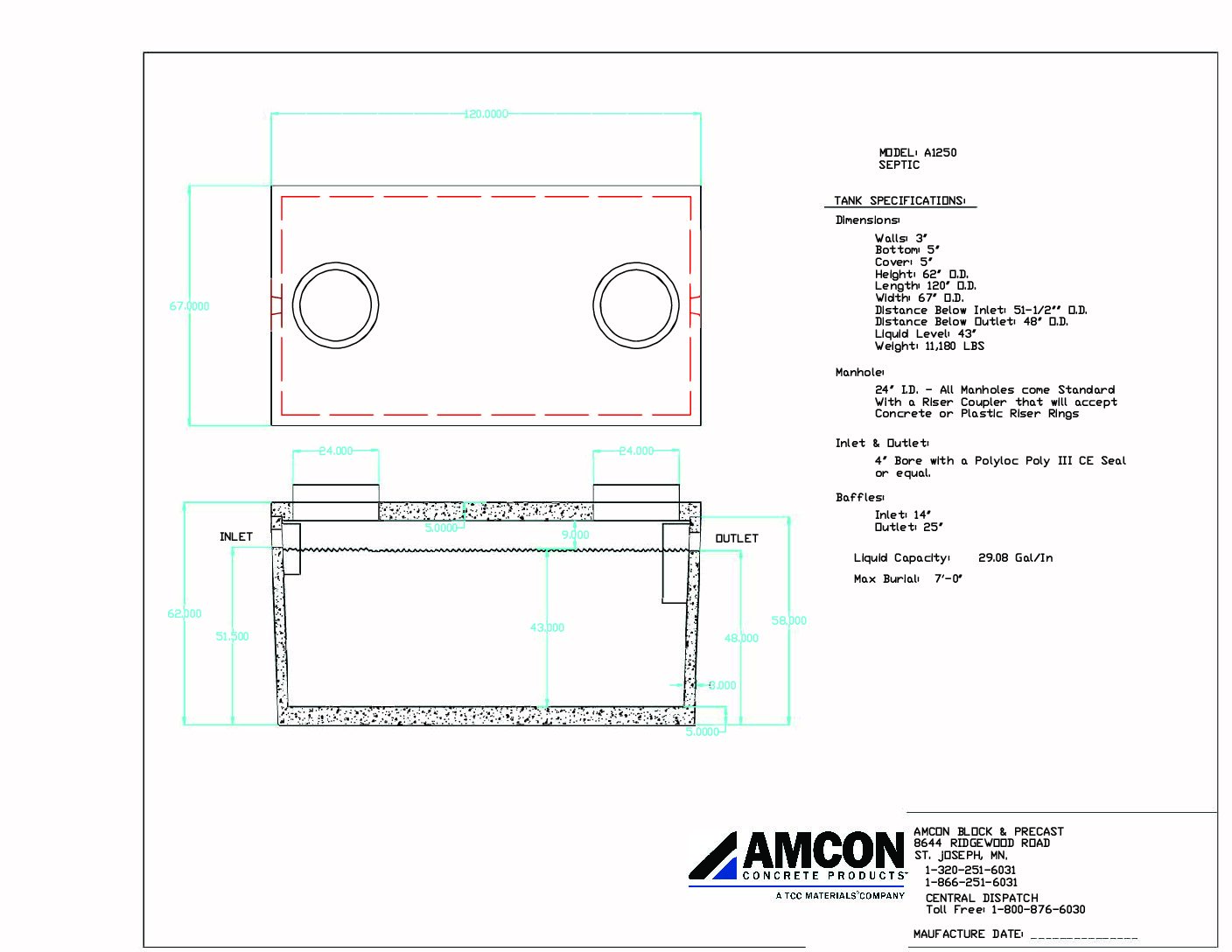 Septic Tank: Model A1250
