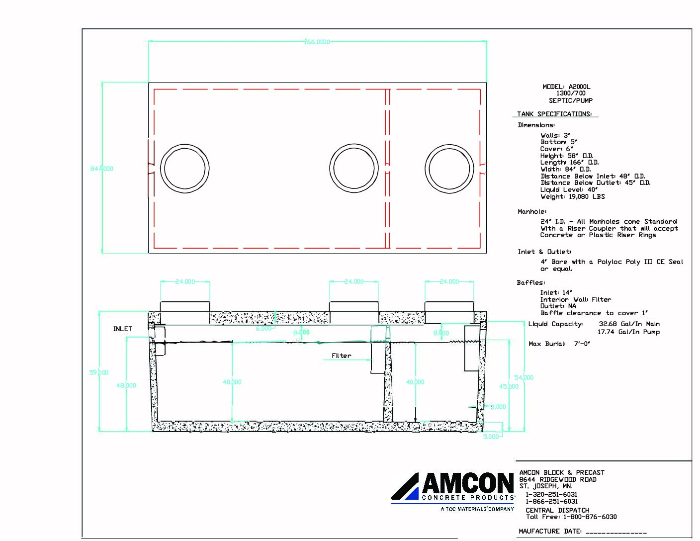Septic Tank: Model A2000L