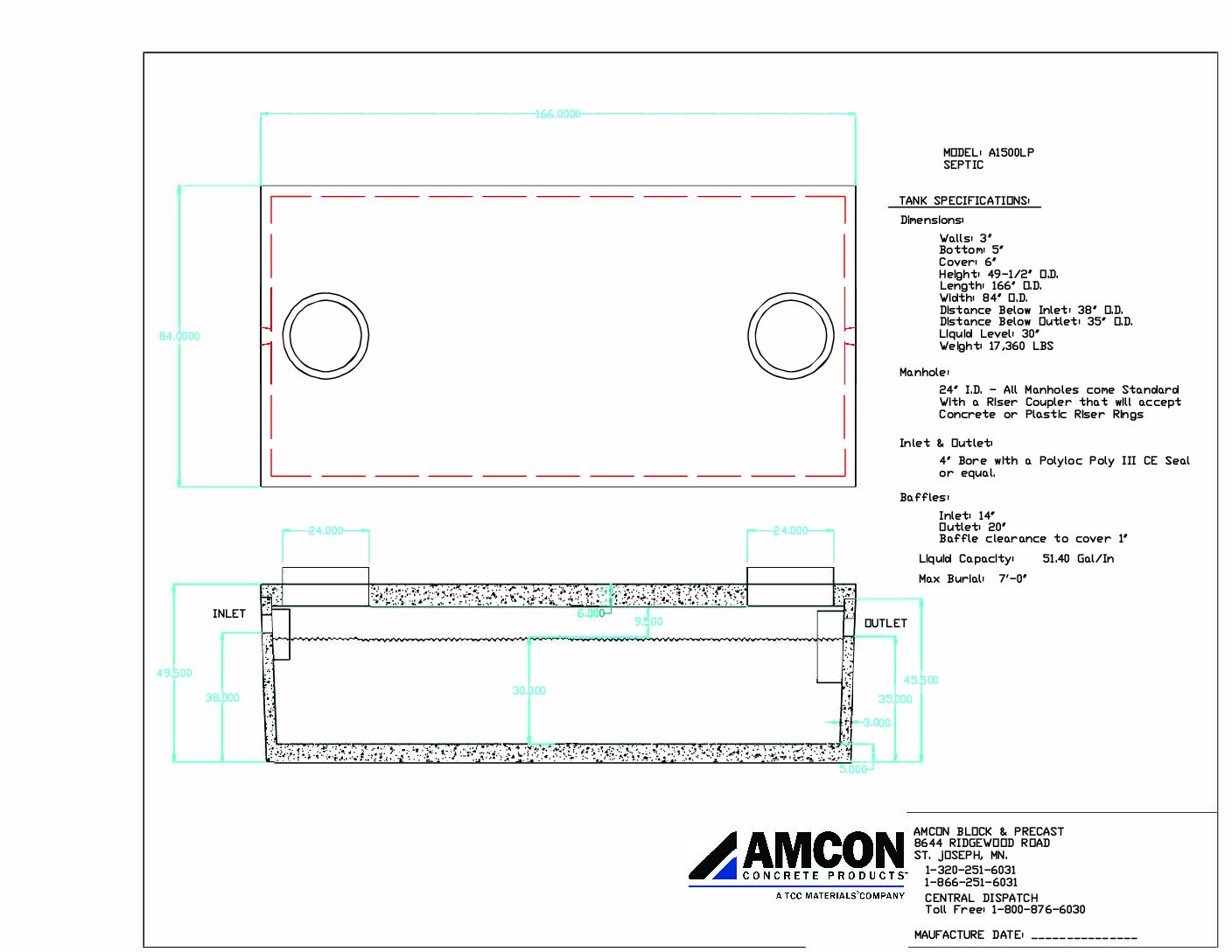 Septic Tank: Model A1500LP
