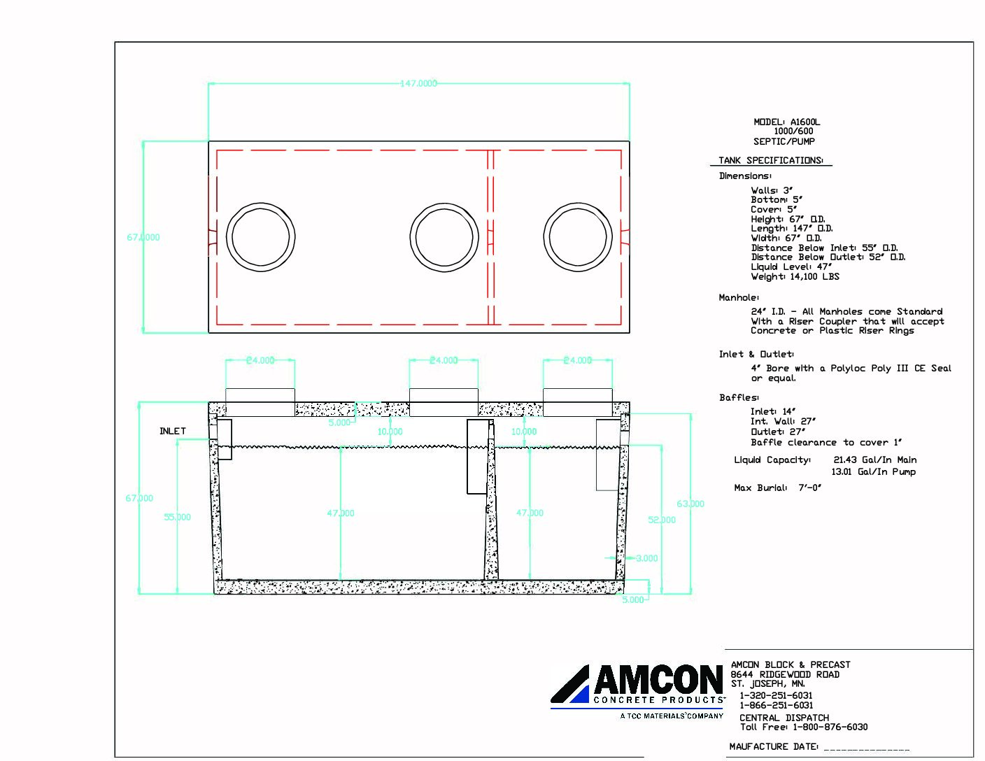 Septic Tank: Model A1600L