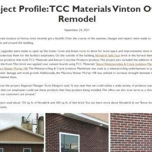 TCC Materials Vinton Remodel