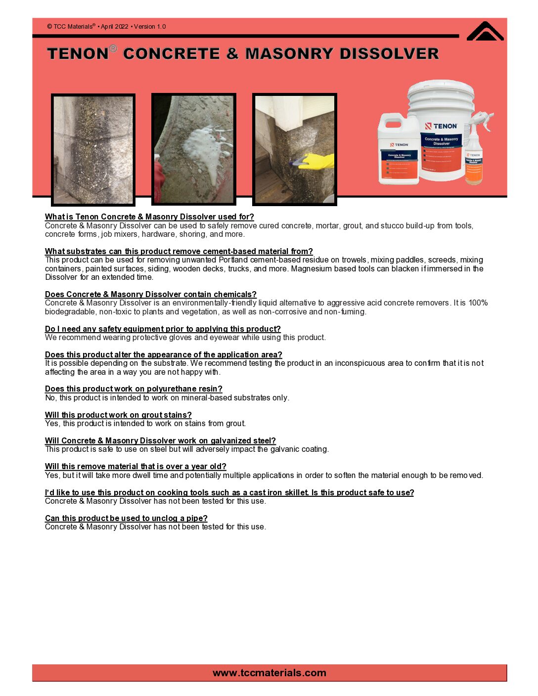 Tenon Concrete & Masonry Dissolver – FAQ