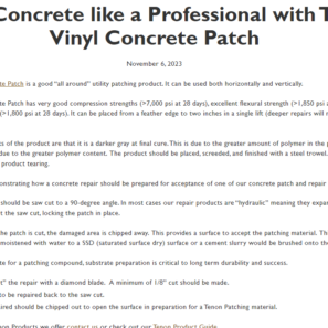 Patch Concrete like a Professional with Tenon Vinyl Concrete Patch
