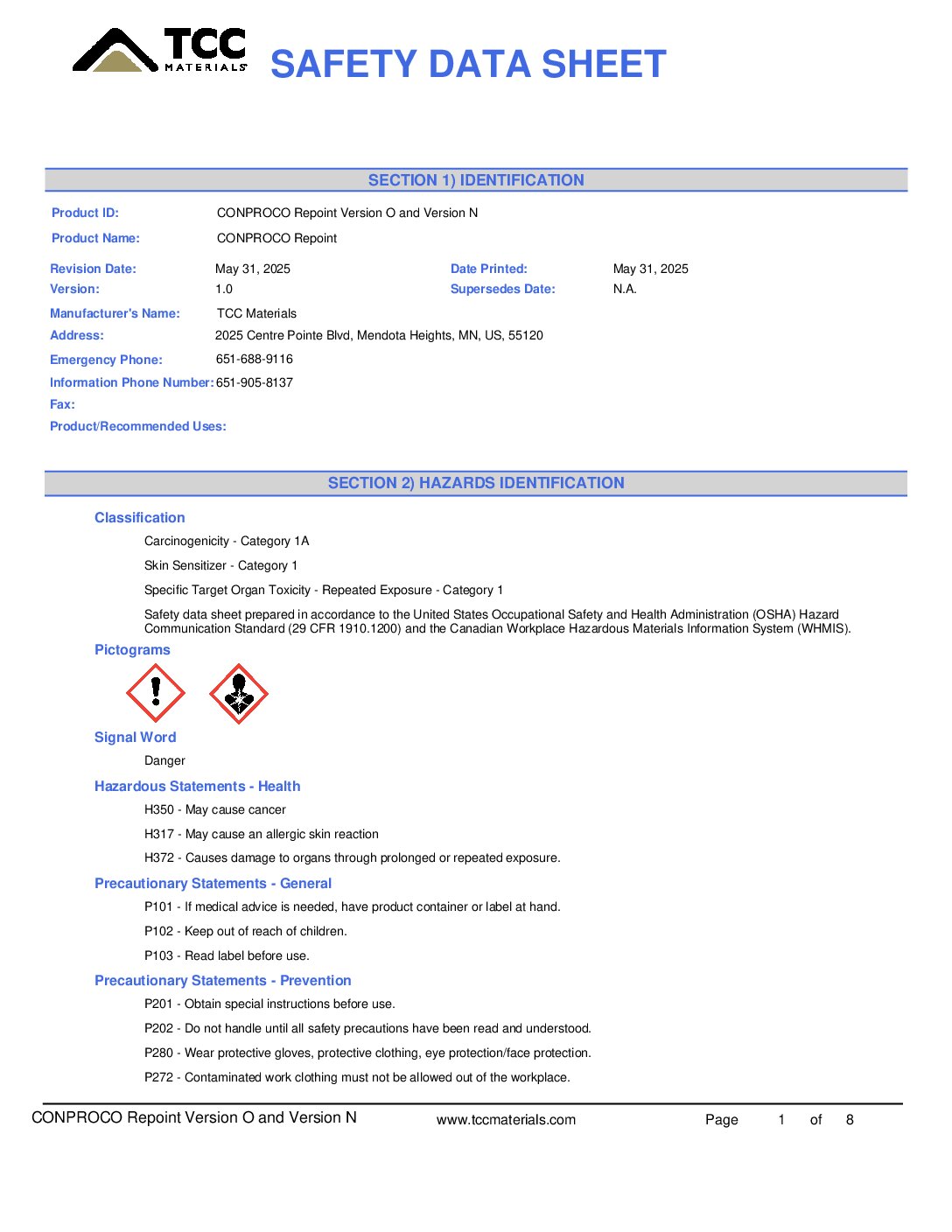 Recochem Sds Form.pdf - TCC Materials