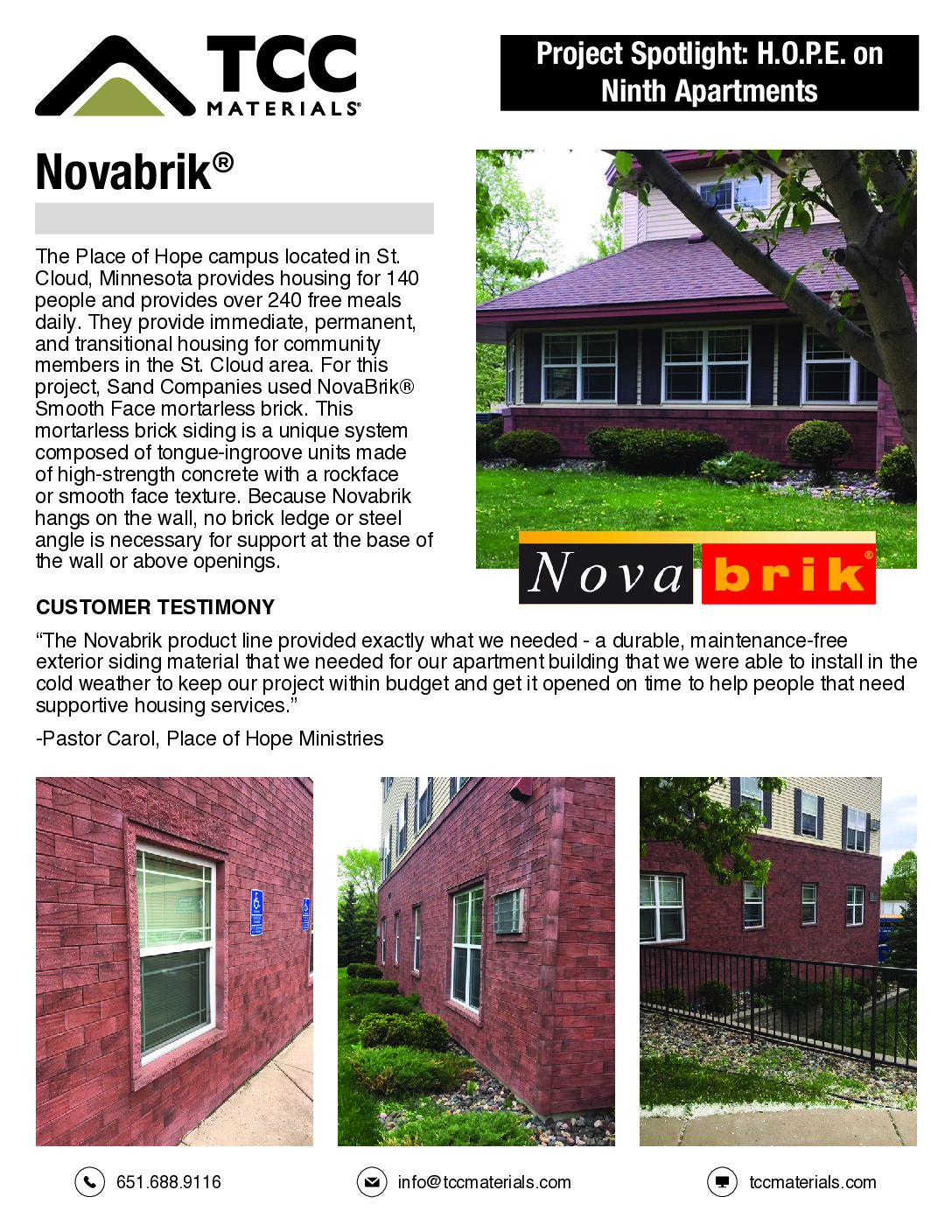 Project: H.O.P.E on 9th Apartments (MN) Product: Novabrik