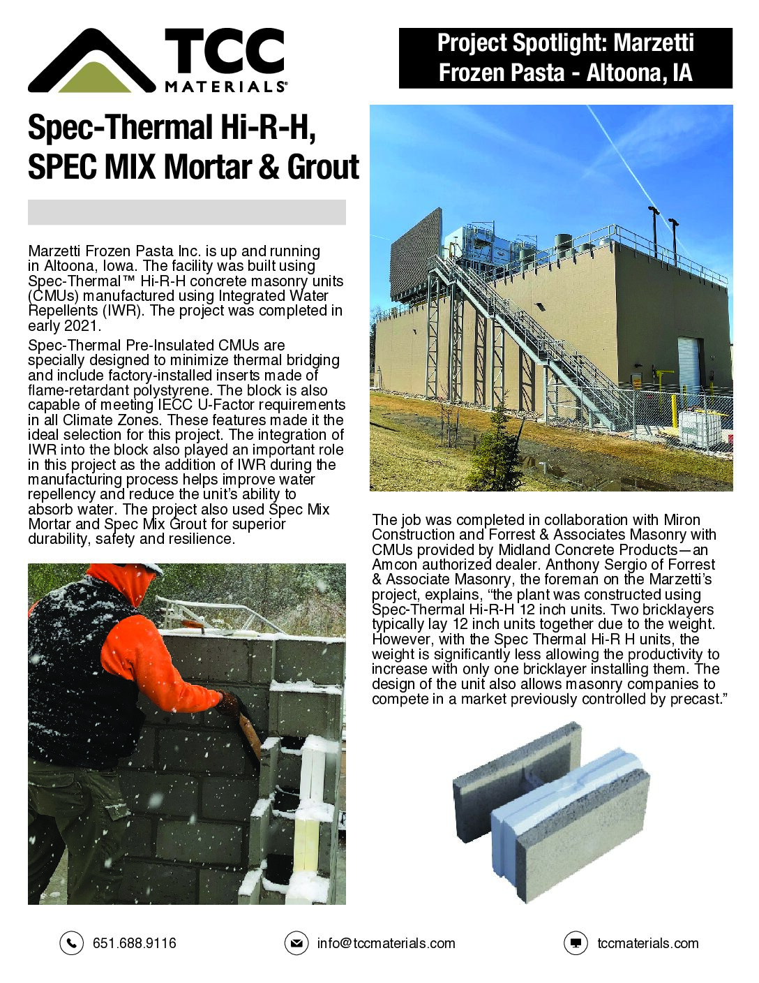 Project: Marzetti Frozen Pasta Inc. Product: Spec-Thermal Hi-R-H