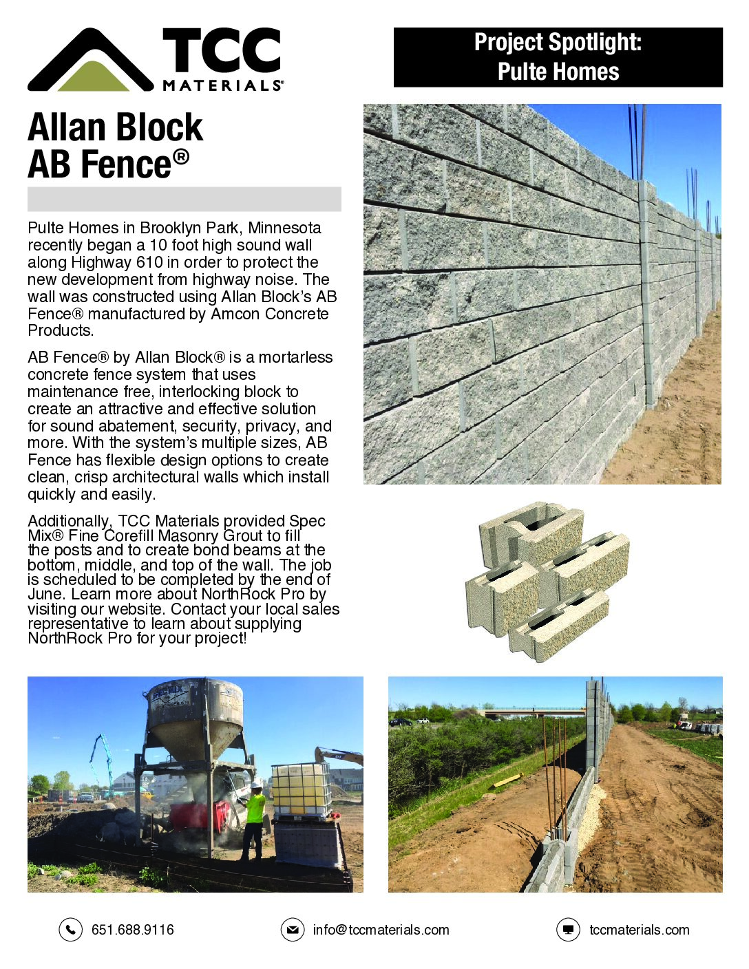 Project: Pulte Homes (MN) Product: AB Fence & Spec Mix Grout
