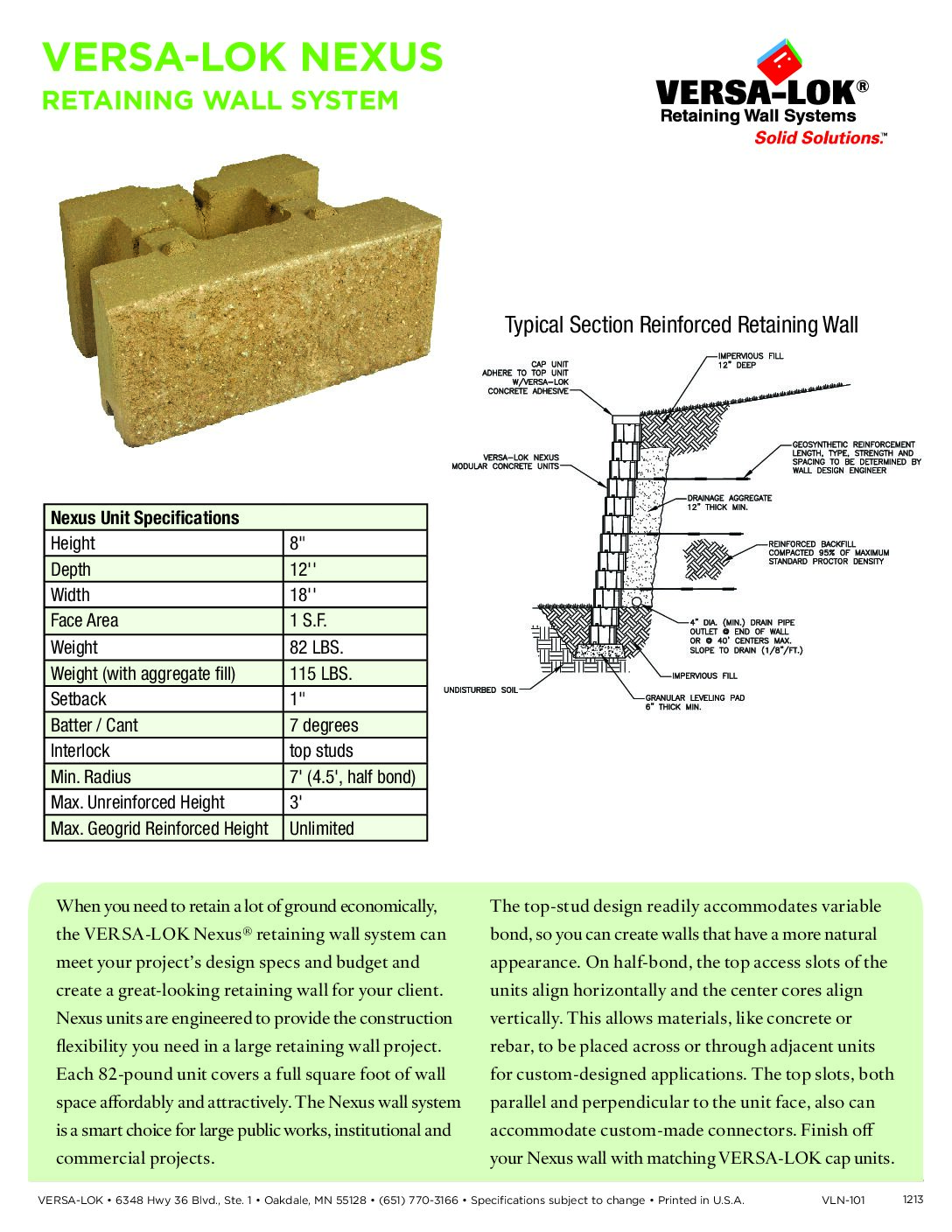 VERSA-LOK Nexus Sell Sheet