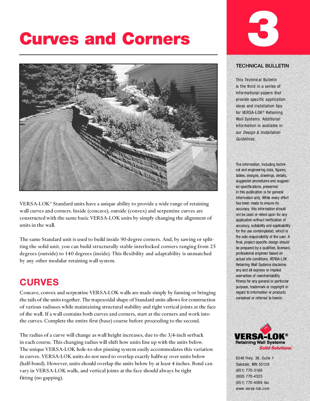 VERSA-LOK Technical Bulletin 3 (Curves & Corners)