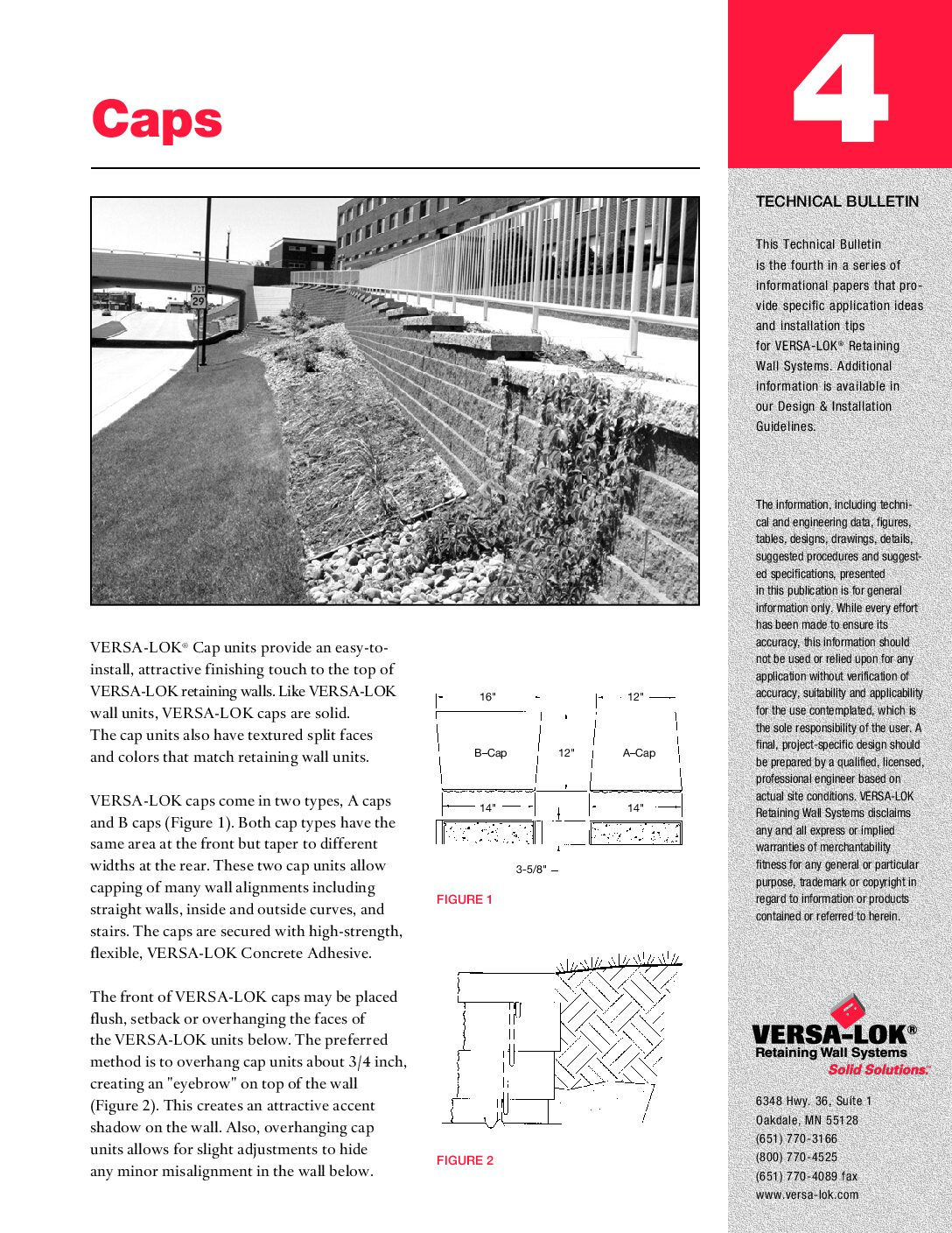 VERSA-LOK Technical Bulletin 4 (Caps)