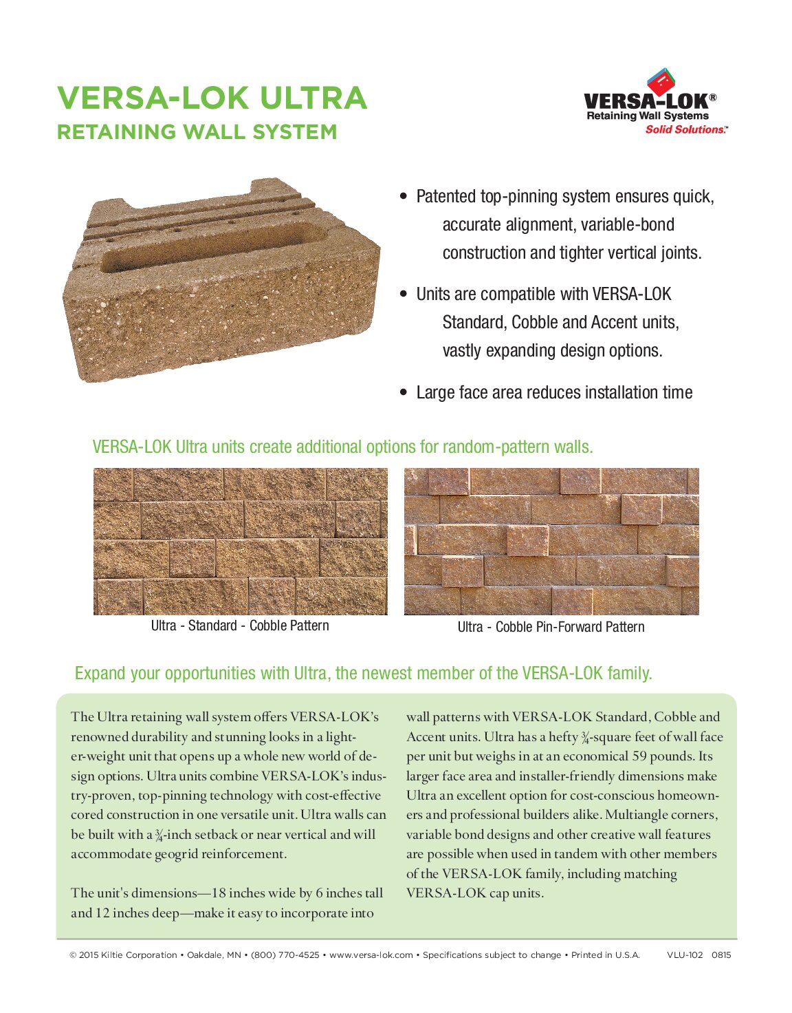 VERSA-LOK Ultra Sell Sheet