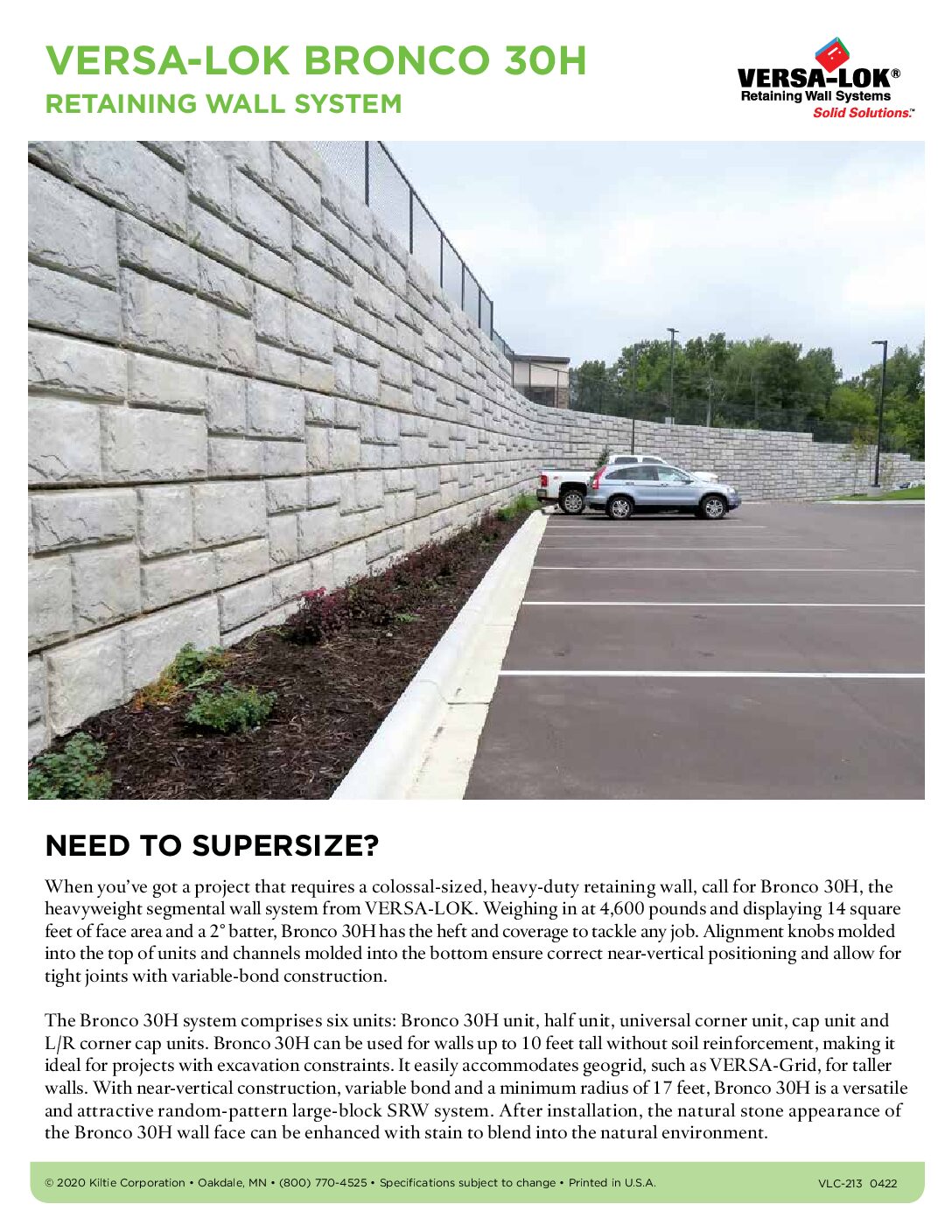 VERSA-LOK Bronco 30H Sell Sheet
