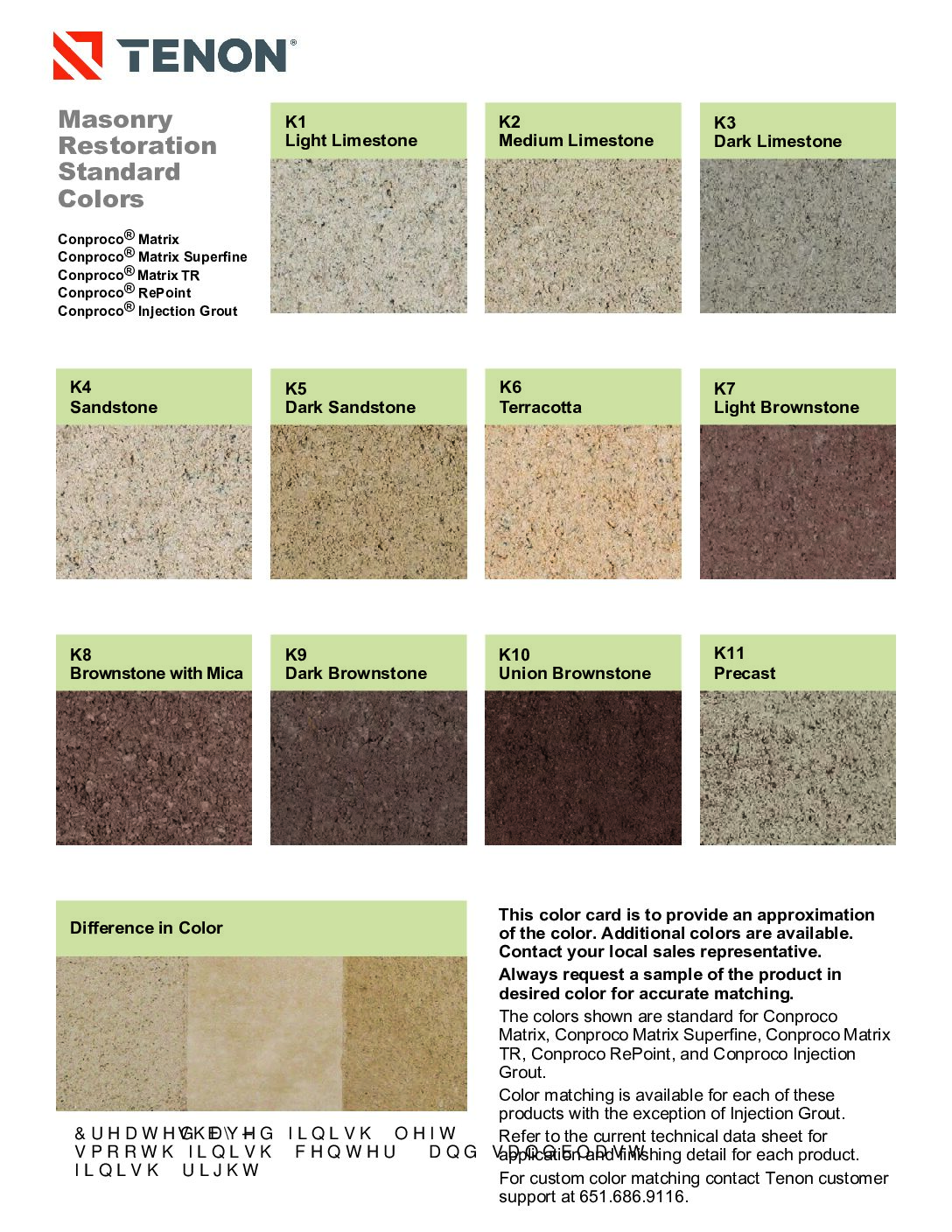 Masonry Restoration Standard Colors