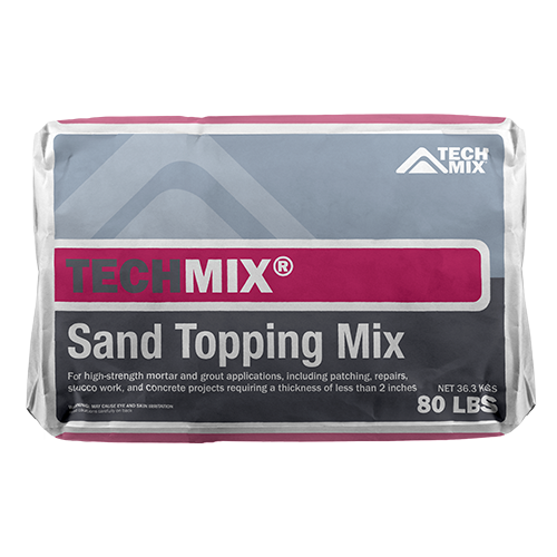 Bag of Tech Mix Sand Topping Mix, 80 lbs (cementitious topping for mortar and grout applications).