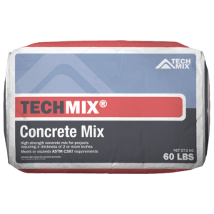 60‑lb bag of TechMix Concrete Mix with blue and red label for high‑strength concrete projects.