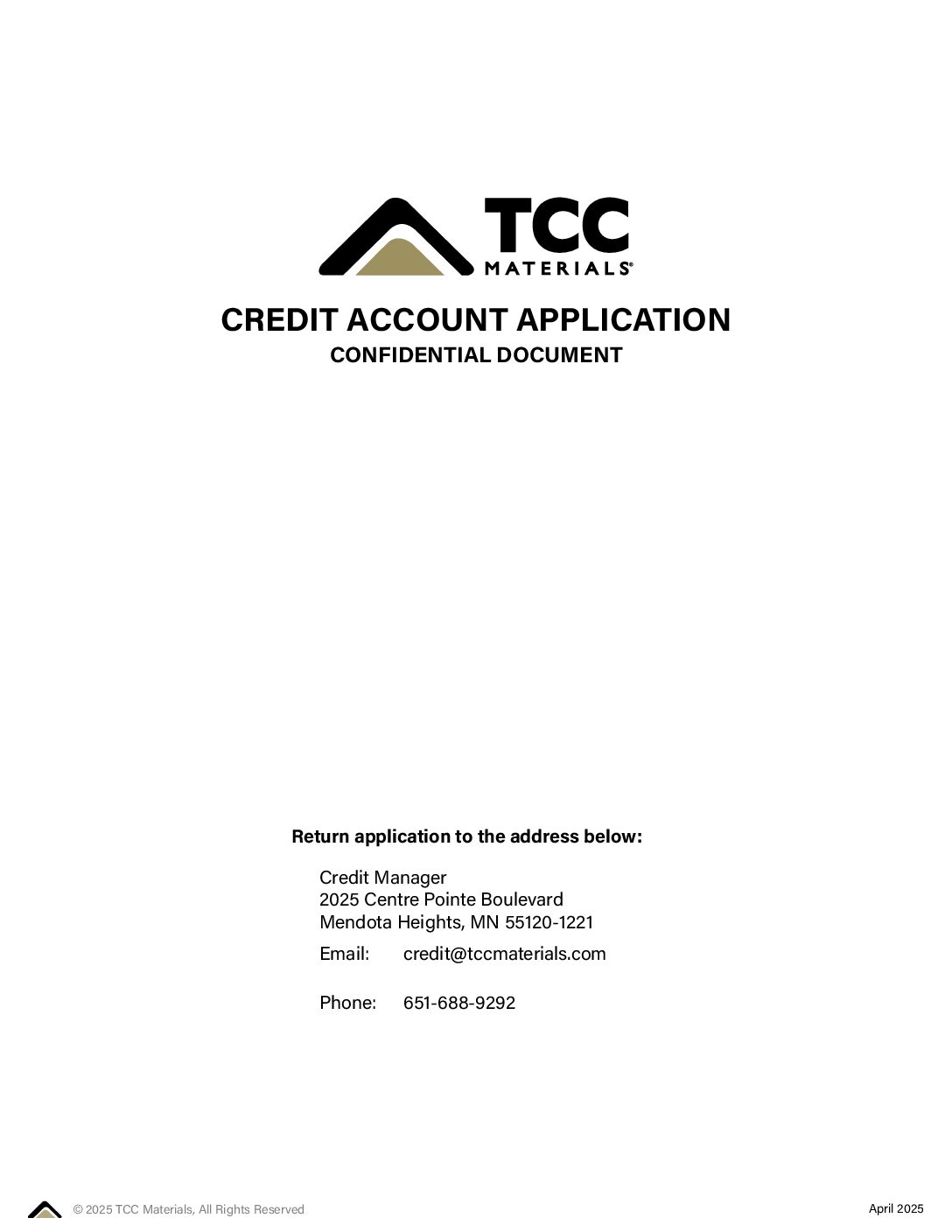 TCC Materials Online Credit Application
